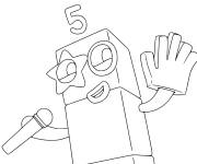 Coloriage Numberblocks cinq