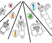 Coloriage Numberblocks de 1 &agrave; 5 &agrave; d&eacute;couper
