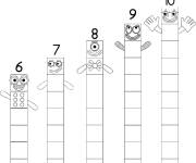 Coloriage Numberblocks de 6 &agrave; 10