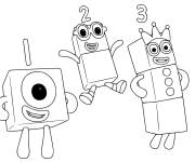 Coloriage Numberblocks num&eacute;ro 1, 2 et 3