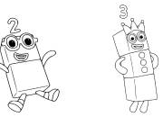 Coloriage Numberblocks num&eacute;ro 2 et 3