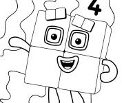 Coloriage Numberblocks num&eacute;ro 4