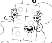 Coloriage Numberblocks num&eacute;ro 6 de cartoon