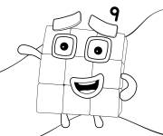 Coloriage Numberblocks num&eacute;ro 9