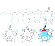 Coloriage Apprendre &agrave; dessiner Oggy