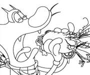 Coloriage Le chat Oggy mange les cafards