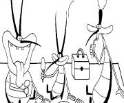 Coloriage Les personnages rigolos d'Oggy et les cafards