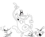 Coloriage Oggy et les cafards dansent