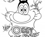 Coloriage Oggy et les cafards en couleur