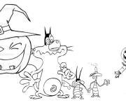 Coloriage Oggy pendant Halloween