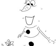 Coloriage Bonhomme de neige Olaf num&eacute;rot&eacute;