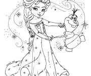 Coloriage Elsa danse avec Olaf