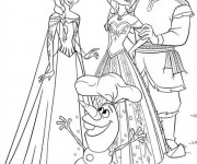 Coloriage Elsa reine de neige et Olaf