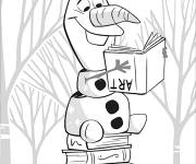 Coloriage Olad lit un livre de Frozen 2