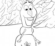 Coloriage Olaf admire la fleur