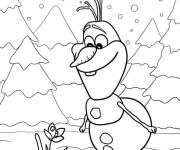 Coloriage Olaf aime les fleurs