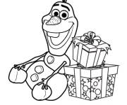 Coloriage Olaf apporte les cadeaux de Noel