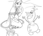 Coloriage Olaf avec Anna de Forzen
