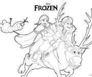 Coloriage Olaf avec Anna et Kristof