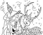 Coloriage Olaf avec les personnages de Frozen