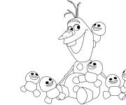 Coloriage Olaf avec ses petits