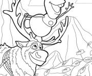 Coloriage Olaf avec son ami Sven