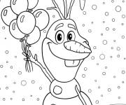Coloriage Olaf célèbre l'anniversaire