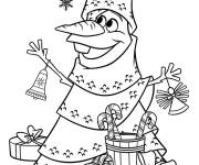 Coloriage Olaf comme sapin de Noel
