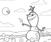 Coloriage Olaf dans le champs pendant l'été