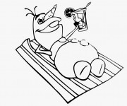 Coloriage et dessins gratuit Olaf en plage à imprimer