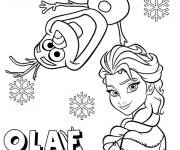 Coloriage Olaf et Elsa, les deux amis