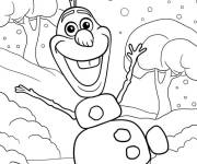 Coloriage Olaf heureux pend l'hiver