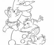 Coloriage Olaf joue avec ses petits amis