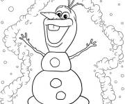 Coloriage Olaf joue sur la neige