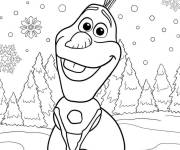 Coloriage Olaf mignon pendant la neige