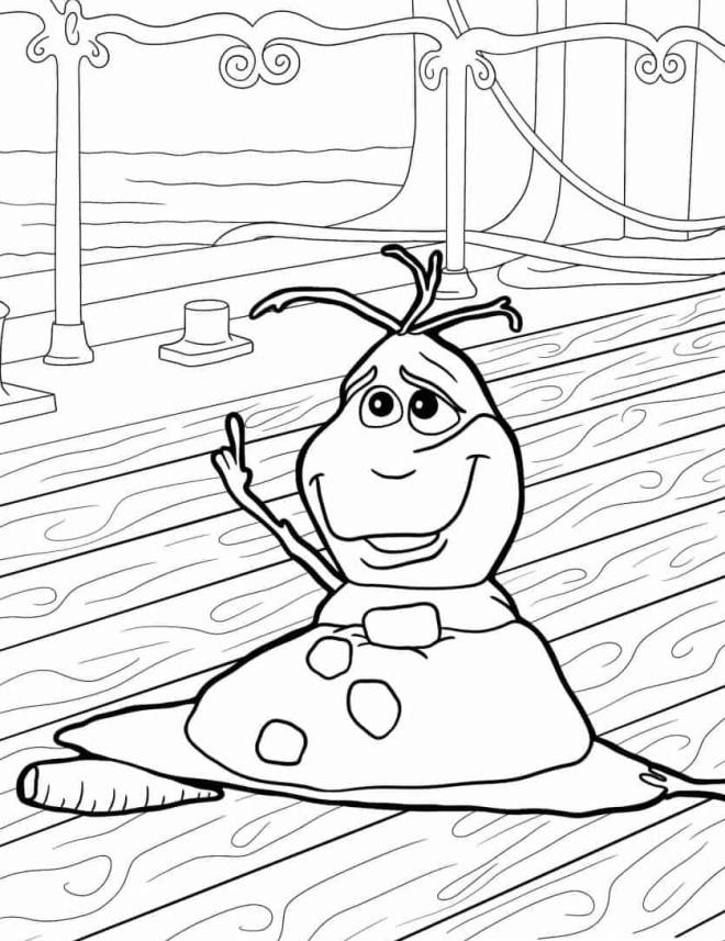 Coloriage Olaf ne se sent pas bien dessin gratuit à imprimer