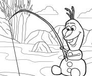Coloriage Olaf pêche