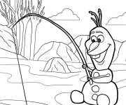 Coloriage Olaf pêche