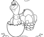 Coloriage Olaf porte son panier d’œufs de Pâques