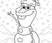 Coloriage Olaf porte un bonnet de Noel 