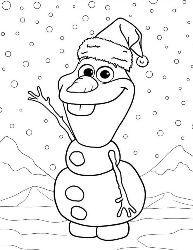 Coloriage Olaf porte un de Noel dessin gratuit à imprimer