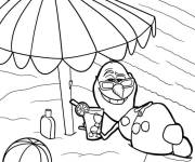 Coloriage Olaf s'amuse bien sur la plage