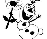 Coloriage Olaf vous apporte une belle fleur
