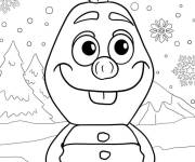 Coloriage Petit Olaf bonhomme de neige