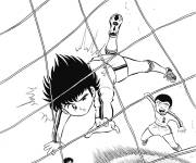 Coloriage Capitaine Olivier marque un but