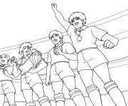 Coloriage L'&eacute;quipe d'Olivier Atton avec le troph&eacute;e
