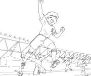 Coloriage La sc&egrave;ne de joie d'Olive et Tom apr&egrave;s avoir marqu&eacute;