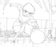 Coloriage Le ballon d'Olivier Atton d&eacute;chire le filet