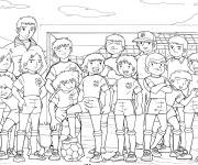 Coloriage Olivier Atton avec ses copains sur le terrain de football