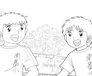 Coloriage Olivier Atton avec son meilleur ami pendant le match